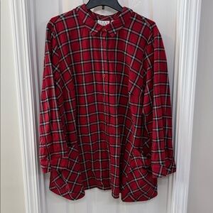 Joan Rivers QVC Button Up Flannel Shirt l
3X Red/Black Plaid Long Sleeve Pockets